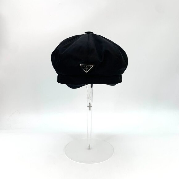Prada Milano Black Re-Nylon Newsboy Hat S Recycled Polyamide & Cotton Cap With S main image 7